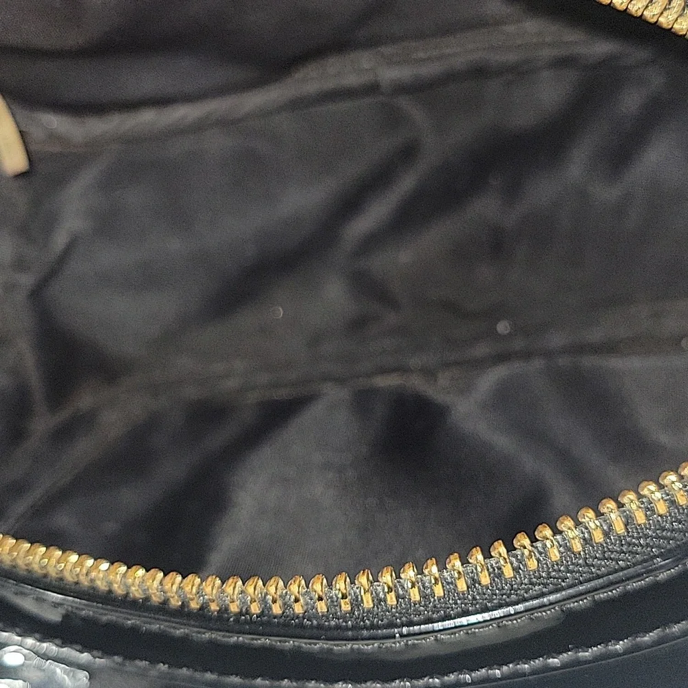 Tory Burch Black Patent Leather Cosmetic Pouch